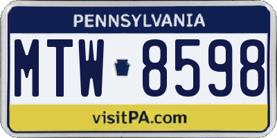 PA license plate MTW8598