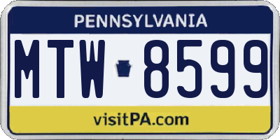 PA license plate MTW8599