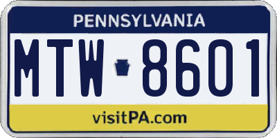 PA license plate MTW8601