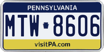 PA license plate MTW8606
