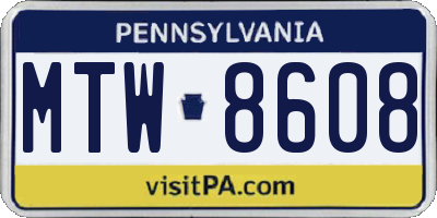 PA license plate MTW8608