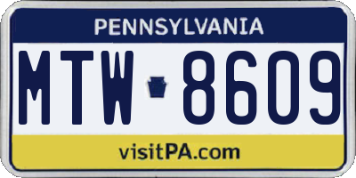 PA license plate MTW8609