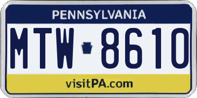 PA license plate MTW8610