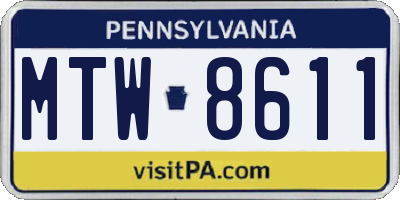 PA license plate MTW8611