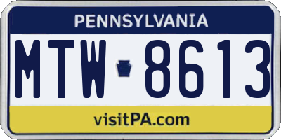 PA license plate MTW8613