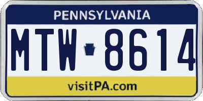 PA license plate MTW8614