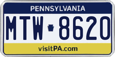 PA license plate MTW8620