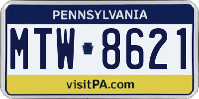 PA license plate MTW8621