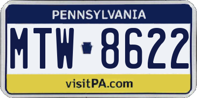PA license plate MTW8622