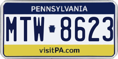 PA license plate MTW8623