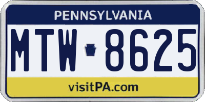PA license plate MTW8625