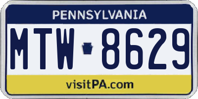 PA license plate MTW8629
