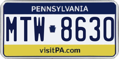 PA license plate MTW8630