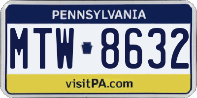 PA license plate MTW8632
