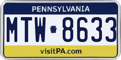 PA license plate MTW8633