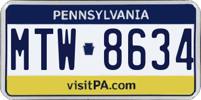 PA license plate MTW8634