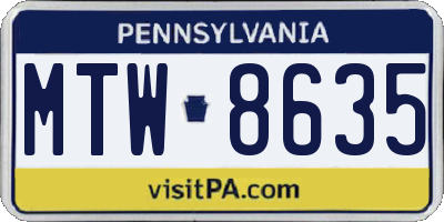 PA license plate MTW8635