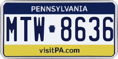 PA license plate MTW8636