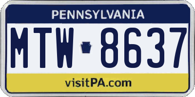 PA license plate MTW8637