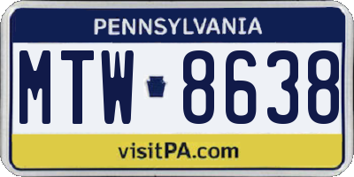 PA license plate MTW8638
