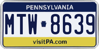 PA license plate MTW8639