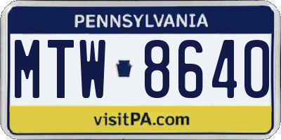 PA license plate MTW8640