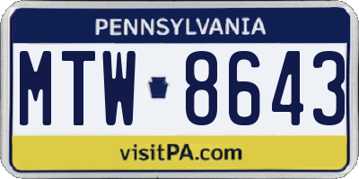 PA license plate MTW8643