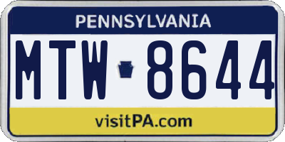 PA license plate MTW8644
