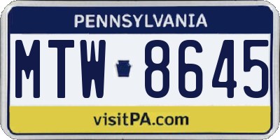 PA license plate MTW8645