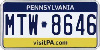 PA license plate MTW8646