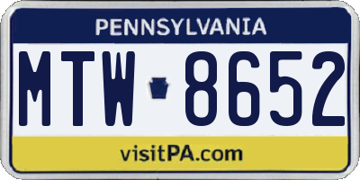 PA license plate MTW8652