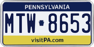 PA license plate MTW8653