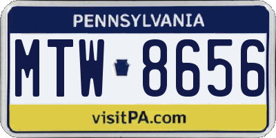 PA license plate MTW8656
