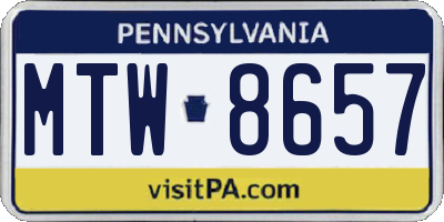 PA license plate MTW8657