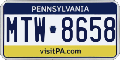 PA license plate MTW8658