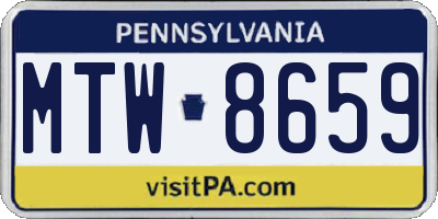 PA license plate MTW8659