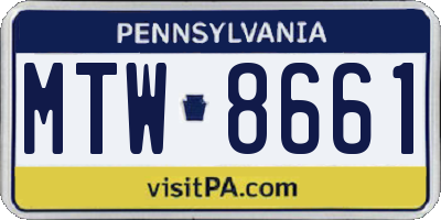 PA license plate MTW8661