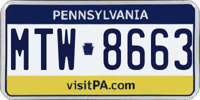 PA license plate MTW8663