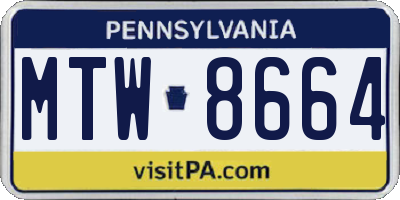 PA license plate MTW8664
