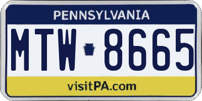 PA license plate MTW8665