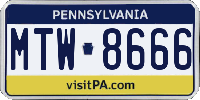 PA license plate MTW8666