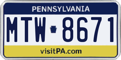 PA license plate MTW8671