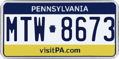 PA license plate MTW8673