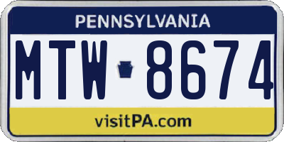 PA license plate MTW8674