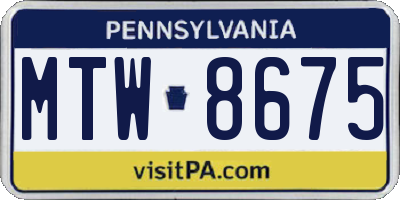 PA license plate MTW8675