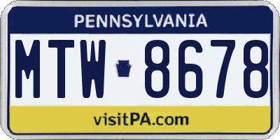 PA license plate MTW8678