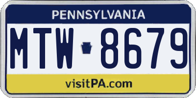 PA license plate MTW8679