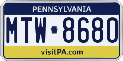 PA license plate MTW8680