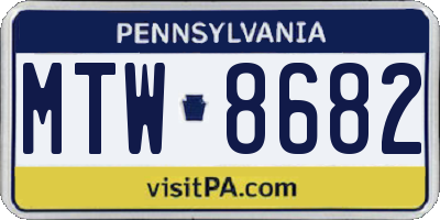 PA license plate MTW8682