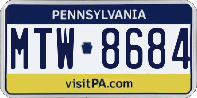 PA license plate MTW8684